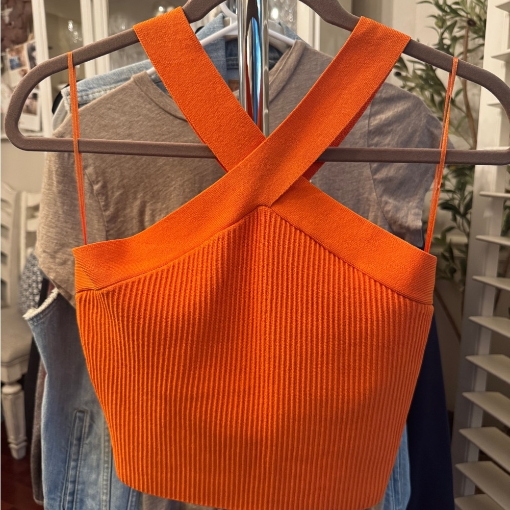 NWT Orange Ribbed Women's Top - Picture 2 of 5